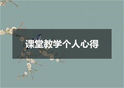 课堂教学个人心得