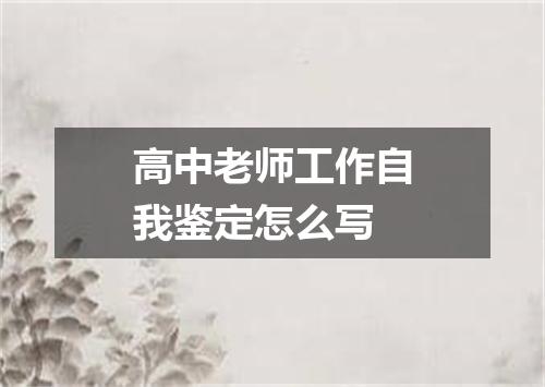 高中老师工作自我鉴定怎么写