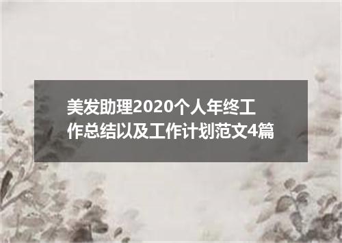 美发助理2020个人年终工作总结以及工作计划范文4篇