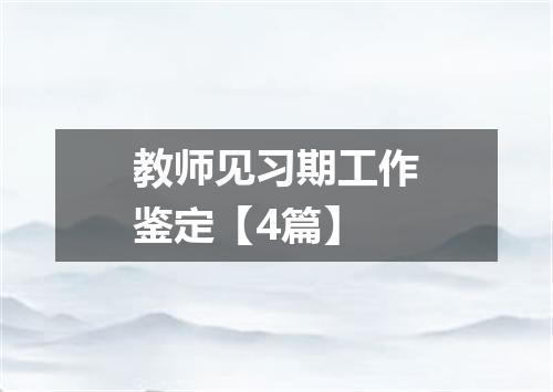 教师见习期工作鉴定【4篇】