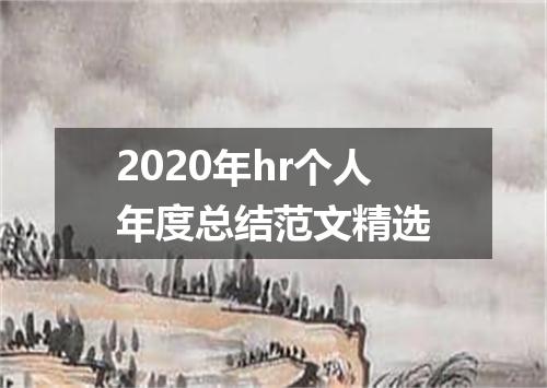 2020年hr个人年度总结范文精选