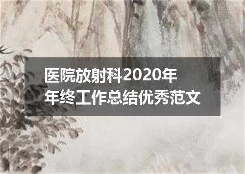 医院放射科2020年年终工作总结优秀范文
