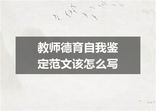 教师德育自我鉴定范文该怎么写