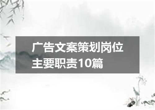 广告文案策划岗位主要职责10篇