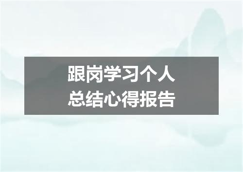 跟岗学习个人总结心得报告