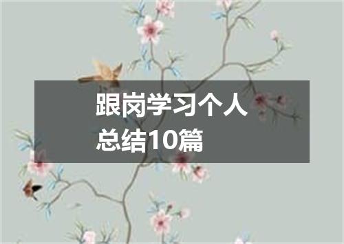 跟岗学习个人总结10篇