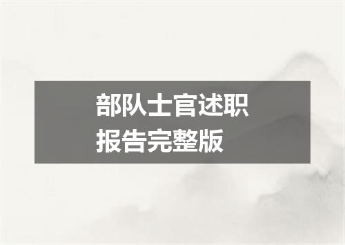 部队士官述职报告完整版