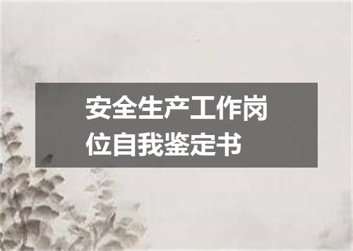 安全生产工作岗位自我鉴定书