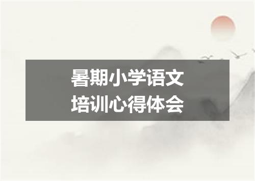 暑期小学语文培训心得体会