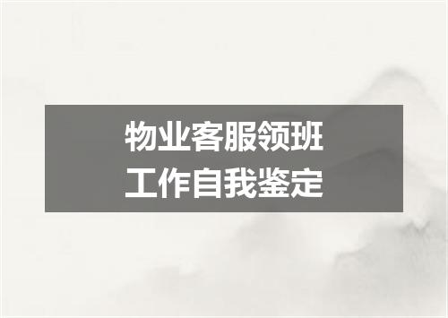 物业客服领班工作自我鉴定