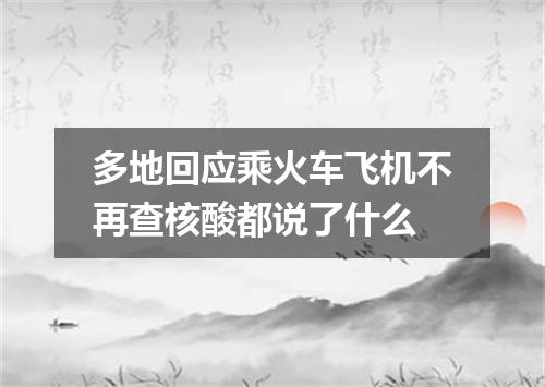 多地回应乘火车飞机不再查核酸都说了什么