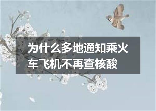 为什么多地通知乘火车飞机不再查核酸