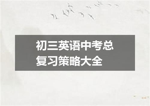初三英语中考总复习策略大全