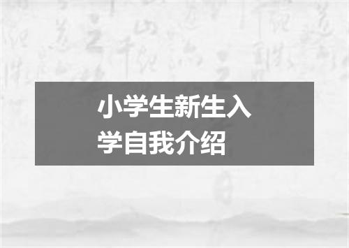 小学生新生入学自我介绍