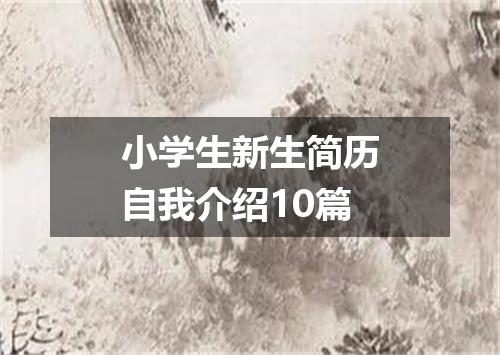 小学生新生简历自我介绍10篇