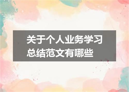 关于个人业务学习总结范文有哪些