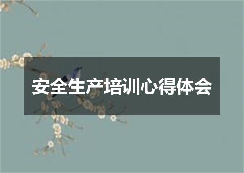 安全生产培训心得体会