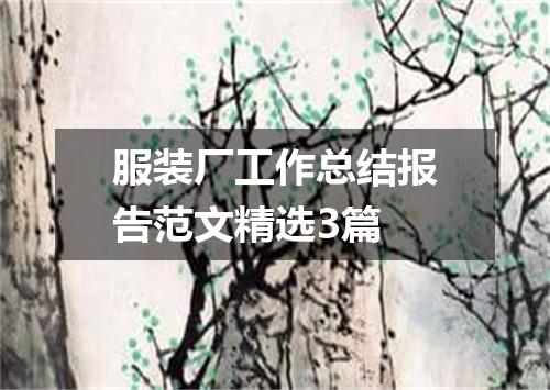 服装厂工作总结报告范文精选3篇