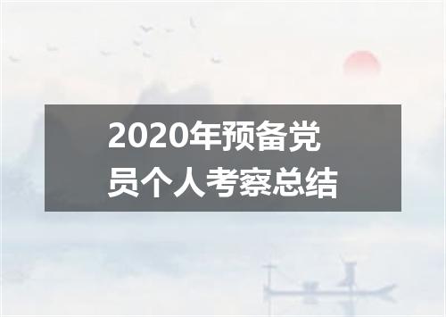 2020年预备党员个人考察总结