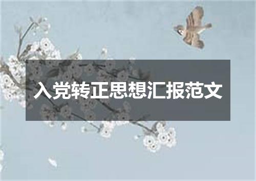 入党转正思想汇报范文