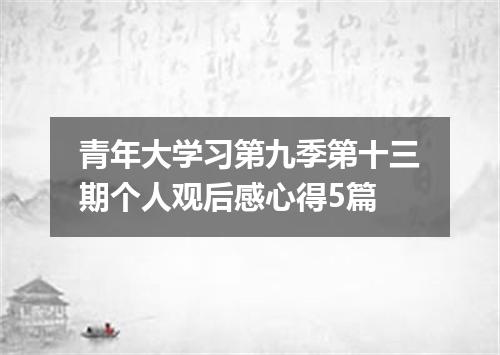 青年大学习第九季第十三期个人观后感心得5篇