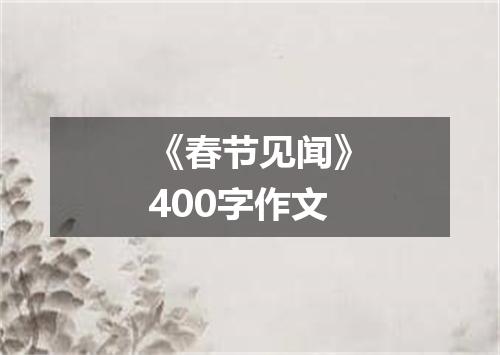 《春节见闻》400字作文