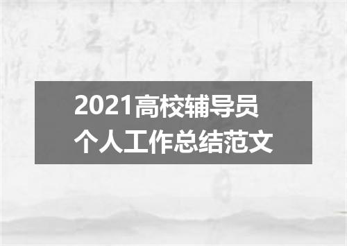 2021高校辅导员个人工作总结范文