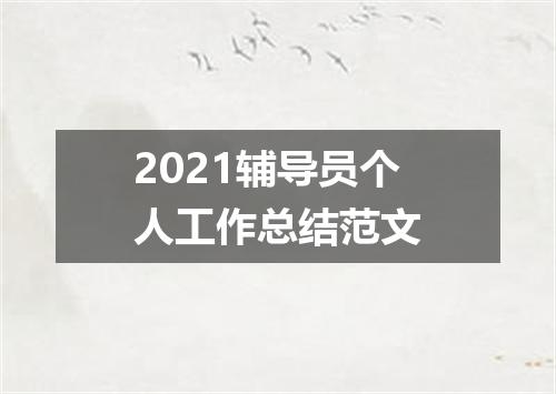 2021辅导员个人工作总结范文