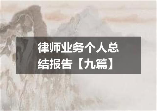 律师业务个人总结报告【九篇】