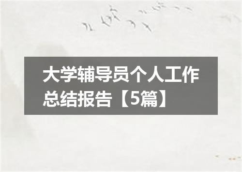 大学辅导员个人工作总结报告【5篇】