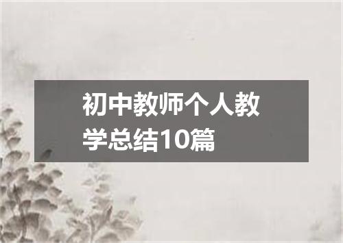 初中教师个人教学总结10篇