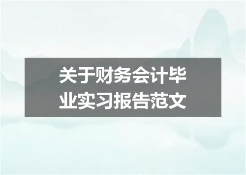 关于财务会计毕业实习报告范文