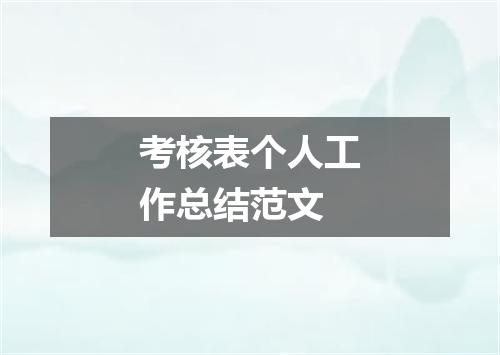 考核表个人工作总结范文