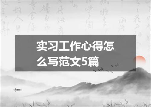 实习工作心得怎么写范文5篇