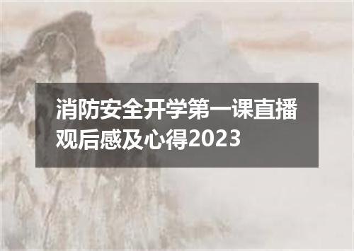 消防安全开学第一课直播观后感及心得2023