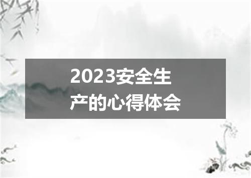2023安全生产的心得体会