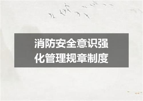 消防安全意识强化管理规章制度