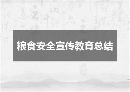粮食安全宣传教育总结