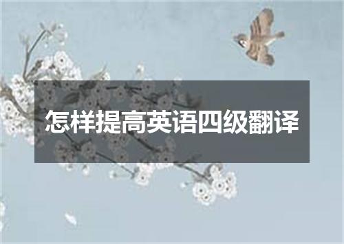 怎样提高英语四级翻译