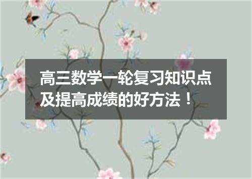 高三数学一轮复习知识点及提高成绩的好方法！