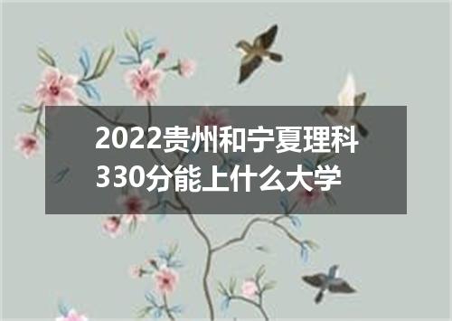 2022贵州和宁夏理科330分能上什么大学