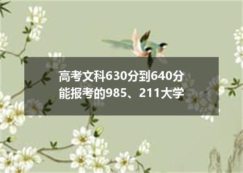 高考文科630分到640分能报考的985、211大学