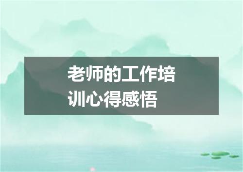老师的工作培训心得感悟