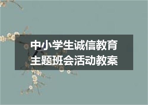 中小学生诚信教育主题班会活动教案