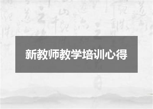 新教师教学培训心得