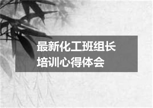 最新化工班组长培训心得体会