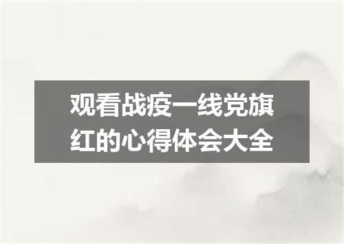 观看战疫一线党旗红的心得体会大全