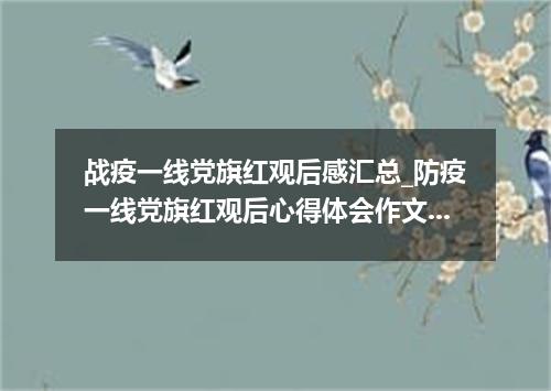 战疫一线党旗红观后感汇总_防疫一线党旗红观后心得体会作文大全