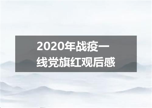 2020年战疫一线党旗红观后感