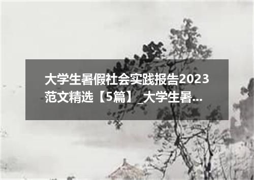 大学生暑假社会实践报告2023范文精选【5篇】_大学生暑假社会实践报告